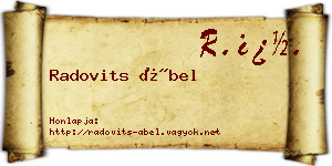 Radovits Ábel névjegykártya
